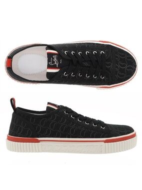 Christian Louboutin Pedro Junior Flat Sneakers Black Jacquard Size 10 US New